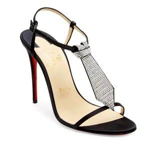 Christian Louboutin T Cab Crystal and Satin Heeled Sandals - NEW IN BOX - EU37